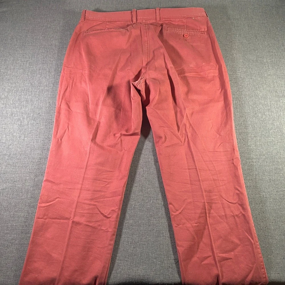 J.Crew Mens 36x30‎ Red Cotton Pleated Chino Pants Trousers Casual